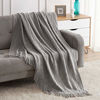 Picture of Bourina Textured Solid Soft Sofa Throw Couch Cover Knitted Decorative Blanket,Light Grey 50"x60"