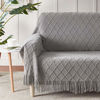 Picture of Bourina Textured Solid Soft Sofa Throw Couch Cover Knitted Decorative Blanket,Light Grey 50"x60"