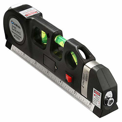 Picture of Qooltek Multipurpose Laser Level Laser Line 8 feet Measure Tape Ruler Adjusted Standard and Metric Rulers for hanging pictures
