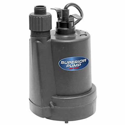 Picture of Superior Pump 91025 1/5 HP Thermoplastic Submersible Utility Pump with 10-Foot Cord, Black