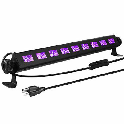 Picture of 9 LED Black Light, Gohyo 27W LED UV Bar Glow in The Dark Party Supplies for Christmas Blacklight Party Birthday Wedding Stage Lighting, Material Metal Iron