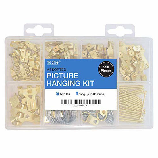GetUSCart Assorted Picture Hanging Kit 220 Piece Assortment with Wire, Picture Hangers, Hooks