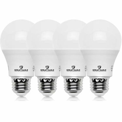 Picture of Great Eagle A19 LED Light Bulb, 9W (60W Equivalent), UL Listed, 3000K (Soft White), 750 Lumens, Non-dimmable, Standard Replacement (4 Pack)