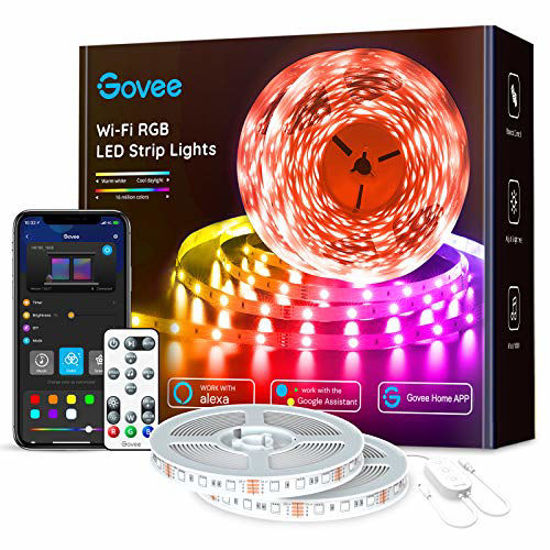 Picture of Govee 65.6ft Alexa LED Strip Lights, Smart WiFi RGB Rope Light Works with Alexa Google Assistant, Remote App Control Lighting Kit, Music Sync Color Changing Lights for Bedroom, Living Room, Kitchen