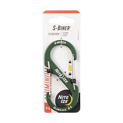 Picture of Nite Ize LSBA4-08-R6 Locking Dual Carabiner for Keys/Travel, Size #4, Olive