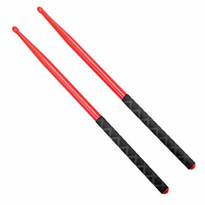 Picture of 5A Nylon Drumsticks for Drum Set Lightweight Durable Plastic Exercise ANTI-SLIP Handles Drum Sticks Musical Instrument Percussion Accessories Red
