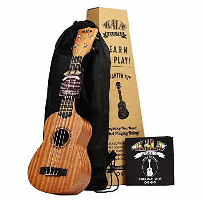 Picture of Official Kala Learn to Play Ukulele Soprano Starter Kit, Satin Mahogany - Includes online lessons, tuner app, and booklet (KALA-LTP-S)