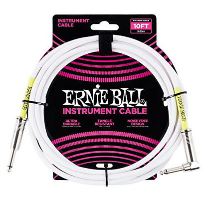 Picture of Ernie Ball 10' Straight / Angle Instrument Cable - White