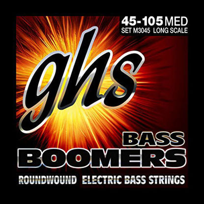 Picture of GHS Strings M3045 4-String Bass Boomers, Nickel-Plated Electric Bass Strings, Long Scale, Medium (.045-.105)