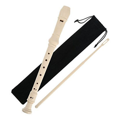 Picture of Pangda Descant Soprano Recorder German Style 8 Hole with Cleaning Rod, Black Storage Bag (Ivory White)