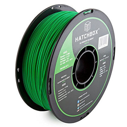 Picture of HATCHBOX ABS 3D Printer Filament, Dimensional Accuracy +/- 0.3 mm, 1 kg Spool, 1.75 mm, Green