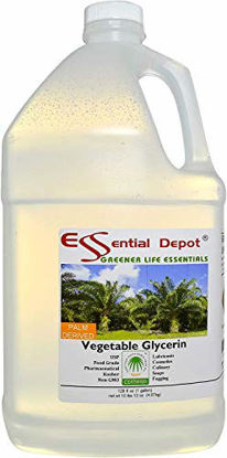 Picture of Glycerin Vegetable - 1 Gallon (10.75 lbs or 172oz net wt) - Non GMO - RSPO - Sustainable Palm Based - USP - KOSHER - PURE - Pharmaceutical Grade - safety sealed HDPE container with resealable cap