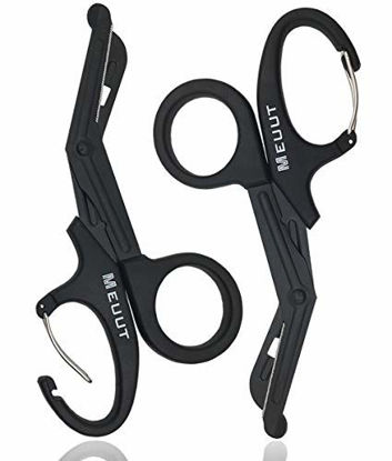 Picture of MEUUT 2 Pack Medical Scissors with Carabiner-7.5" Bandage Shears, Premium Quality Fluoride-Coated with Non-Stick Blades Stainless Steel EMT Scissors