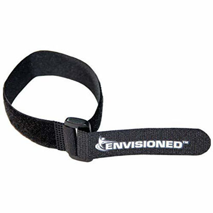 Picture of Reusable Cinch Straps 3/4" x 8" - 12 Pack, Multipurpose Quality Hook and Loop Securing Straps (Black) - Plus 2 Free Bonus Reusable Cable Ties