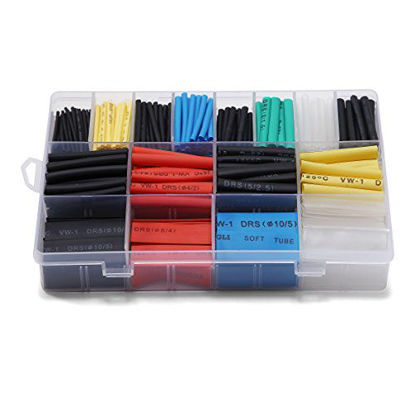 Picture of Ginsco 580 pcs 2:1 Heat Shrink Tube 6 Colors 11 Sizes Tubing Set Combo Assorted Sleeving Wrap Cable Wire Kit for DIY
