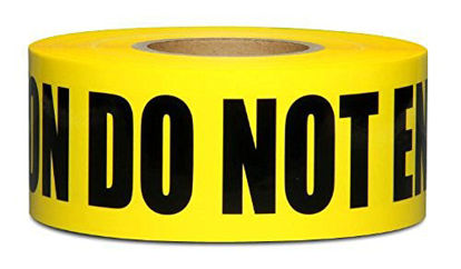 Picture of Yellow Caution Do Not Enter Barricade Tape 3 inch X 1000 feet  Bright Yellow with a bold Black Print for High Visibility  3 in. wide for Maximum Readability  Tear Resistant Design