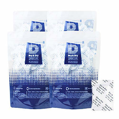 Picture of Dry & Dry 5 Gram [320 Packets] Premium Pure and Safe Silica Gel Packets Desiccant Dehumidifier Silica Gel Packs - Rechargeable (Food Safe) Moisture Absorber Desiccant Packets
