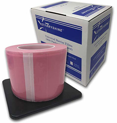 Picture of BARRIER FILM 4X6 1200 PERFORATED SHEETS 600ft w/DISPENSER BOX DENTAL TATTOO (4 Rolls, Pink)