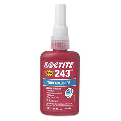 Picture of Loctite 1329467 243 Blue Medium Strength Threadlockers, 1.69 oz., 50 mL, 3/4" Thread