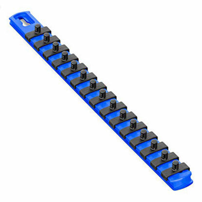 Picture of Ernst Manufacturing 8417 13-Inch Socket Organizer with 15 1/4-Inch Twist Lock Clips, Blue