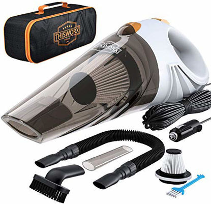 Picture of Portable Car Vacuum Cleaner: High Power Corded Handheld Vacuum w/ 16 Foot Cable - 12V - Best Car & Auto Accessories Kit for Detailing and Cleaning Car Interior