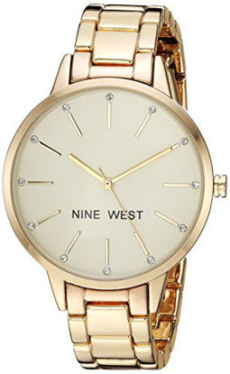 Picture of Nine West Women's Crystal Accented Gold-Tone Bracelet Watch