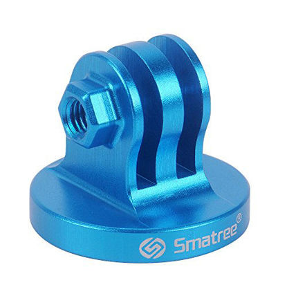 Picture of Smatree Aluminum Tripod Mount Adapter for GoPro Session, Hero 9, 8, 7, 6, 5, 4, 3 Plus, 3, 2, 1 HD, GoPro Hero 2018,DJI OSMO Action,Joby Gorilla Pod,GoPro Hero 7 Silver,GoPro Tripod, Blue