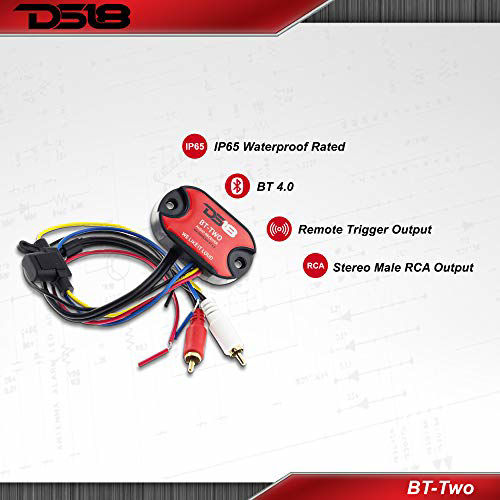 GetUSCart- DS18 BT-Two Bluetooth Receiver - IP65 Waterproof Rated, BT 4 ...