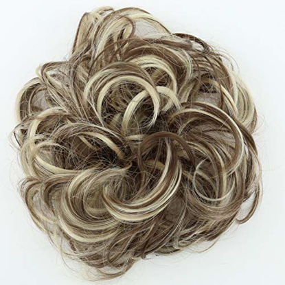 Picture of PRETTYSHOP Hairpiece Hair Rubber Scrunchie Scrunchy Updos Wavy Messy Bun Light Brown / light blonde mix # 12H88 G38A