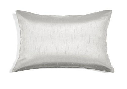 Picture of Aiking Home Solid Faux Silk Decorative Pillow Cover, Zipper Closure, 12 by 18 Inches, Silver