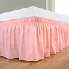 Picture of Biscaynebay Wrap Around Bed Skirts Elastic Dust Ruffles, Easy Fit Wrinkle and Fade Resistant Silky Luxrious Fabric Solid Color, Pink for Queen Size Beds 15 Inches Drop