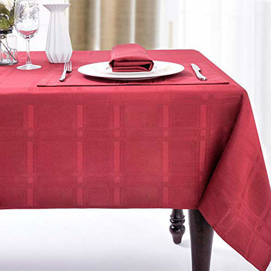 JUCFHY Soild Plaid Jacquard Table Cloth Elegance Wrinkle Resistant Contemporary Woven Decorative Tablecloths Spillproof Soil Resistant Holiday Table Cover 52 X 70 Grey 
