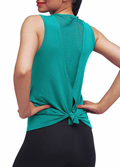 GetUSCart- Mippo Workout Tank Tops for Women Workout Shirts Yoga Tops Tie  Back Running Athletic Tank Tops Loose fit Muscle Tank Sleeveless Summer Activewear  Gym Tops Workout Clothes for Women Blue Green