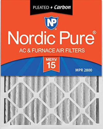 Picture of Nordic Pure 20x25x4 (3-5/8 Actual Depth) MERV 15 Plus Carbon Pleated AC Furnace Air Filters, 2 Pack, 2 Pack