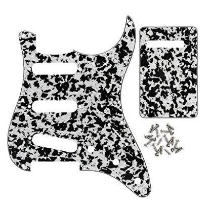 IKN SSS 11 Hole Strat Pickguard Guitar Pick Guard Plate with Screws for American/Mexican Standard Strat Modern Style Guitar Parts 4Ply Light Blue Pearl 