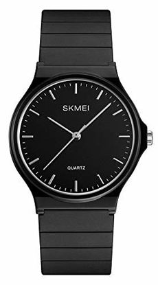 Picture of Simple Design Analog Watch with Black Resin Band for Men/Women Student Watches