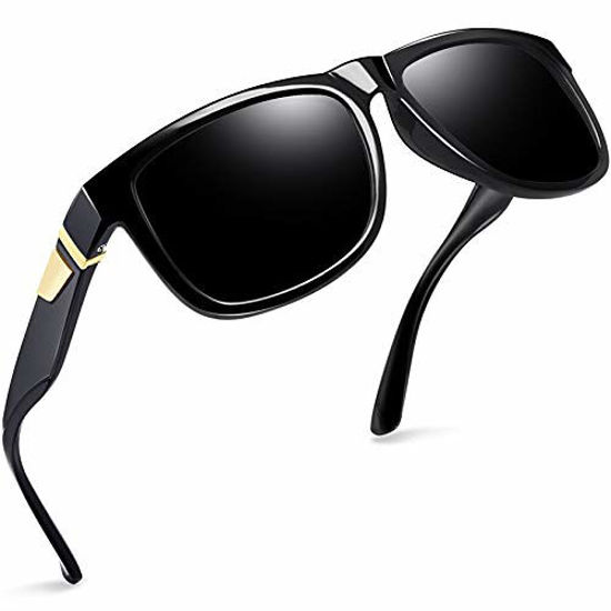 Picture of Joopin Unisex Polarized Sunglasses Men Women Square Sun Glasses UV Blocking (Gloss Black Retro)
