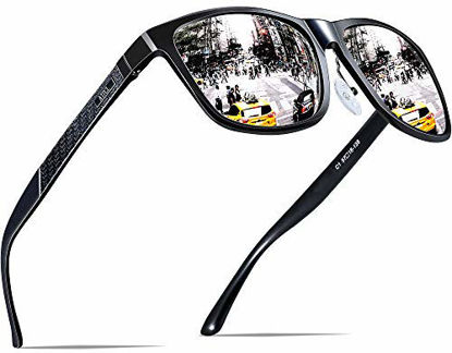 Picture of ATTCL Men's Retro Metal Frame Driving Polarized Sunglasses For Men (Black-Silver, 8587)