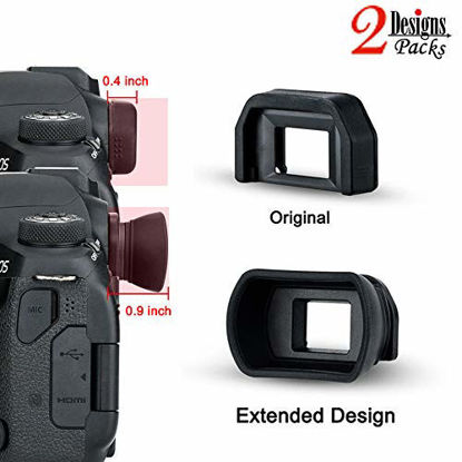 Picture of 2 Types Eyecup Eyepiece Eyeshade for Canon T7i T6s T6i T5i T4i T3i T2i T1i XSi SL3 SL2 SL1 T7 T6 T5 T3 XS 3000D Viewfinder Replaces Canon Ef Eye Cup -2 Packs