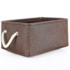 Picture of TheWarmHome Decorative Basket Rectangular Fabric Storage Bin Organizer Basket with Handles for Clothes Storage (Brown, 15.7L11.8W8.3H)