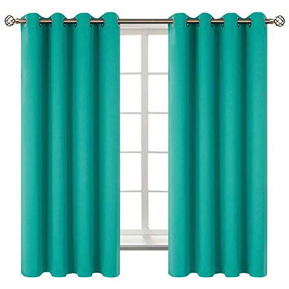 Picture of BGment Blackout Curtains for Bedroom - Grommet Thermal Insulated Room Darkening Curtains for Living Room, Set of 2 Panels (52 x 63 Inch, Teal)