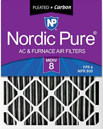 Picture of Nordic Pure 16x25x4 (3-5/8 Actual Depth) Plus AC Furnace Air Filters, 2 Pack, MERV 8 Pleated + Carbon, 2 Piece