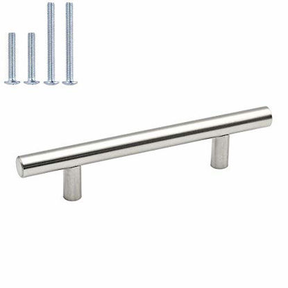 Picture of 200 Pack Brushed Nickel Cabinet Pulls Drawer Handles - homdiy Cabinet Hardware Stainless Steel Cabinet Handles 4in Hole Centers Cupboard Pull Drawer Pulls, 201SN