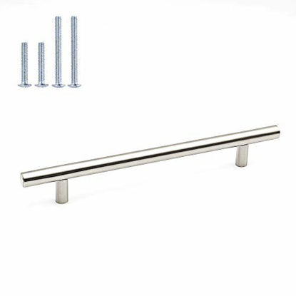Picture of (100 Pack) Drawer Pulls Brushed Nickel Cabinet Pulls homdiy - HD201SN Cabinet Hardware Euro Style Drawer Handles 6-1/4in Hole Centers Kitchen Cabinet Handles Cupboard Handles