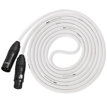 Picture of LyxPro 50 Feet XLR Microphone Cable Balanced Male to Female 3 Pin Mic Cord for Powered Speakers Audio Interface Professional Pro Audio Performance and Recording Devices - White