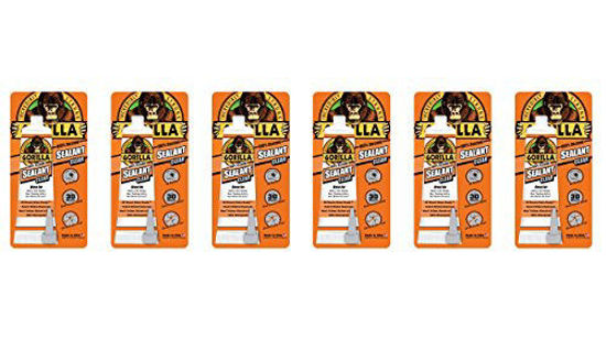 Picture of Gorilla 100 Percent Silicone Sealant Caulk, 2.8 ounce Squeeze Tube, Clear, (Pack of 6)