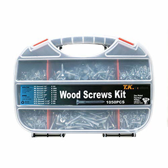 GetUSCart- T.K.Excellent Wood Screw Phillips Flat Head #4#6#8#10#12 Screws  Assortment Kit,1050 Pcs