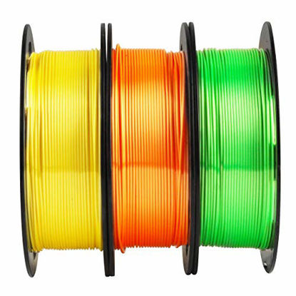 Picture of MIKA3D 1.75mm Silk Shiny PLA 3D Printer Filament Bundle Silk Orange Silk Yellow Silk Lime Green 3 Spools Bundle, 0.5kg 1.1lbs Spool, Total 1.5kgs 3.3lbs 3D Printing Material Package