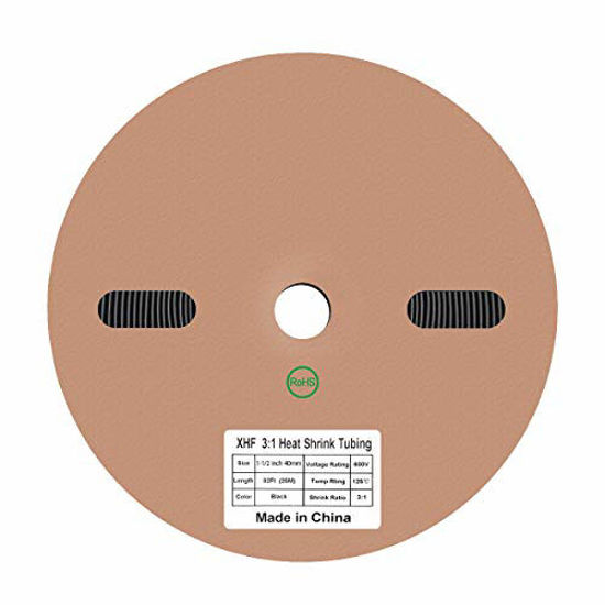 Picture of 82 Ft XHF 1-1/2 Inch (40mm) 3:1 Waterproof Heat Shrink Tubing Marine Grade Wire Cable Adhesive Lined Tube Insulation Seal Against Moisture Corrosion and air Leakage Black