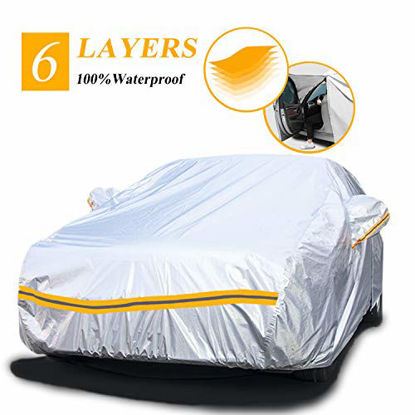 Picture of Autsop Car Cover Waterproof All Weather,6 Layers Car Cover for Automobiles Outdoor Full Cover Sun Hail UV Dust Protection with Zipper, Universal A1-3L(Fits Sedan 171" to 180")